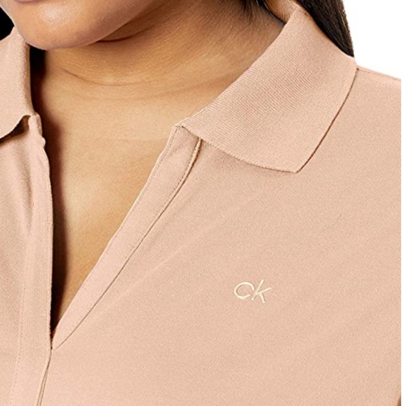 Copy - Calvin Klein Women's Short Sleeve Johnny Collar Polo - Picture 3 of 6
